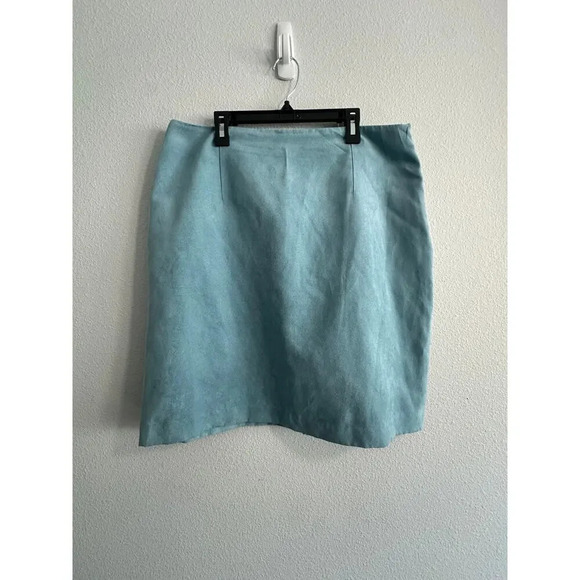 Vintage Sheri Martin New York Light Blue Suede Mini Skirt Womans Size 14 - Picture 6 of 12